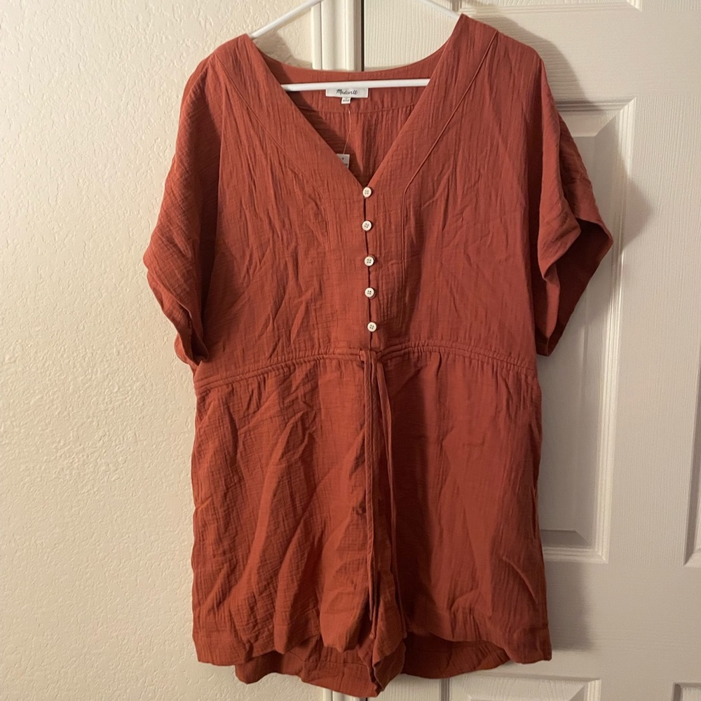 Gauze cover up drawstring romper